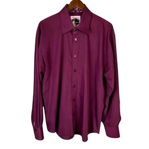 Insomnia by Manzini Maroon Paisley Flip Cuff Men's Long Sleeve Button Up Shirt